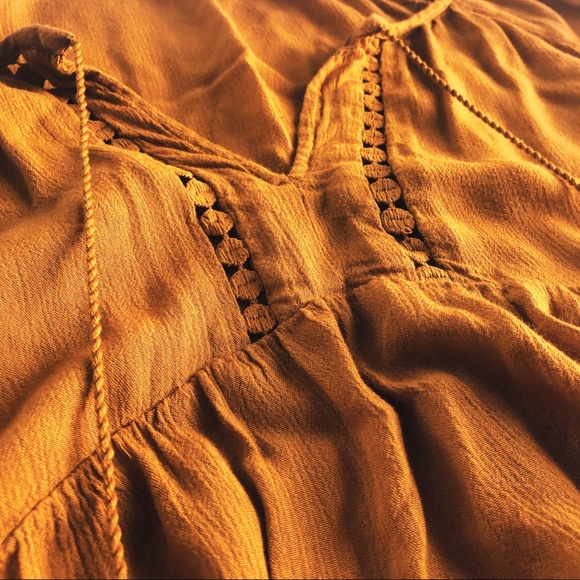 Mustard Yellow Bohemian Long Sleeve Blouse - Picture 3 of 6